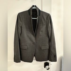 J. Crew Grey wool regent blazer with green tipping.